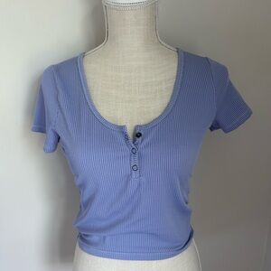 Hollister Purple 1/4 button baby tee